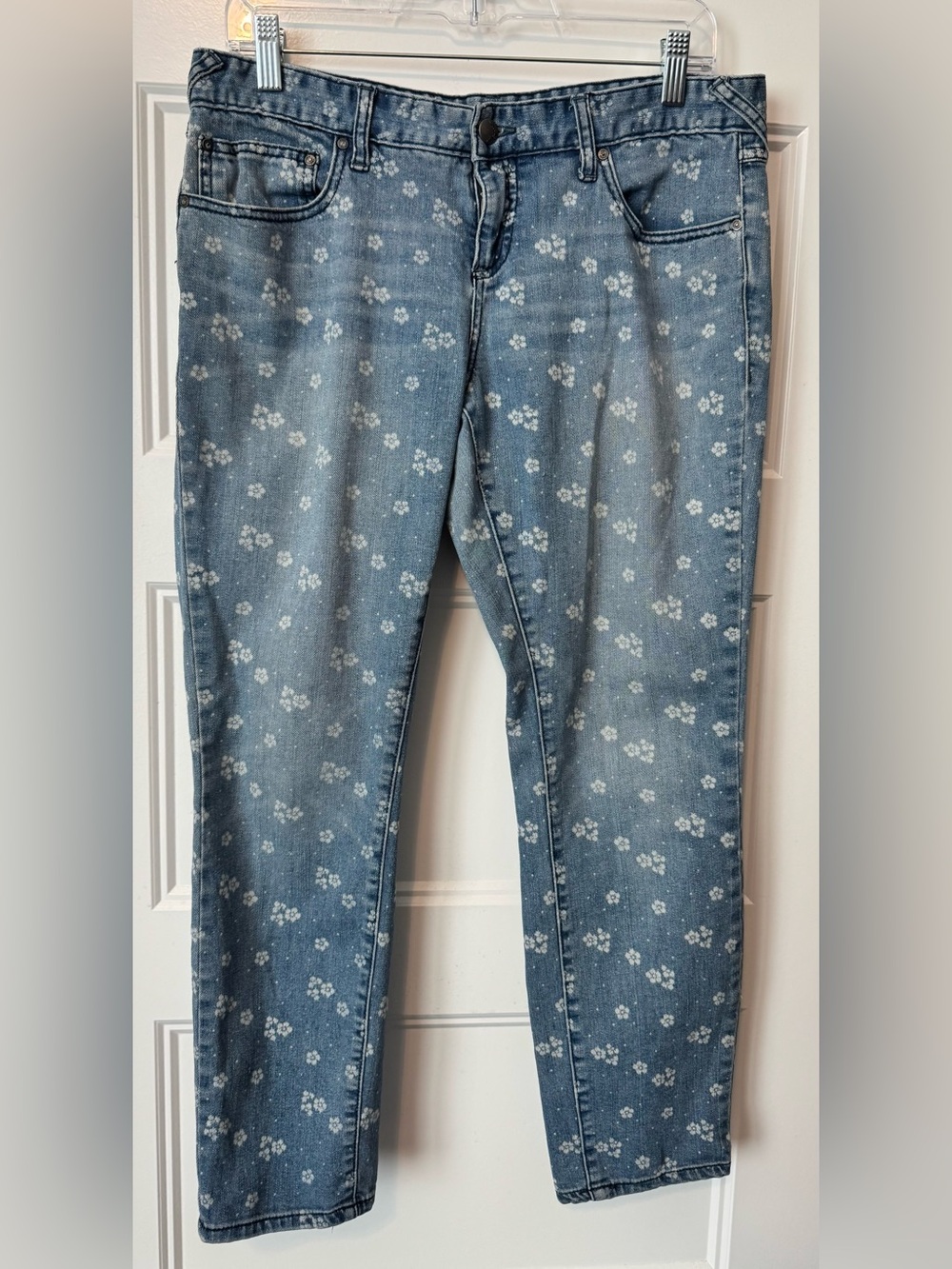 Free People Floral Print Crop Jeans Size 30 Mid Rise Straight Ankle Boho